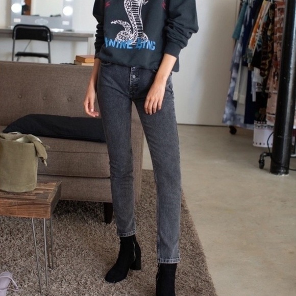 Anine Bing Frida High Rise Button Fly Straight Leg Jeans - Picture 1 of 10